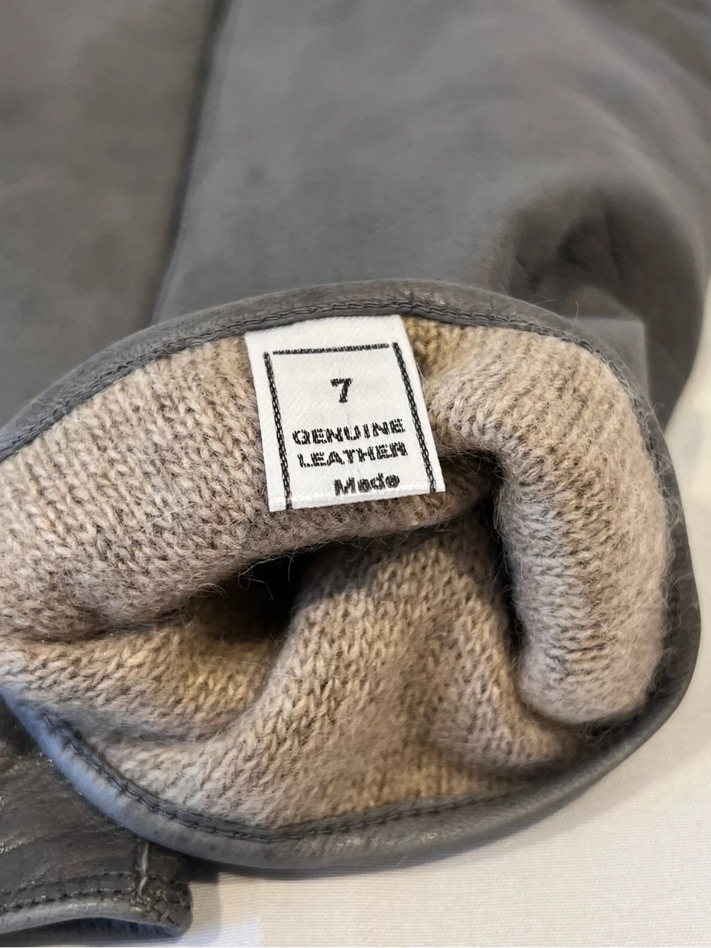 Madova Italy Gray Genuine Leather Cashmere Lined Gloves Size 7